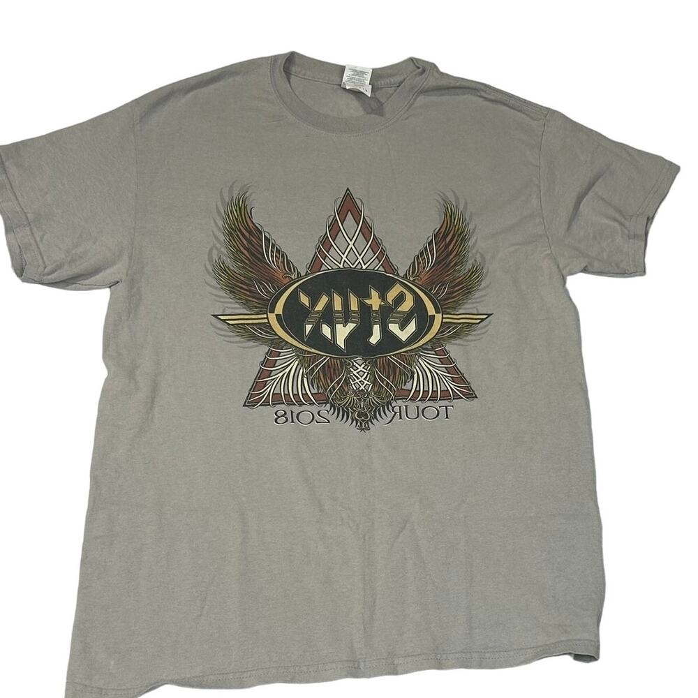 Styx Concert T-Shirt Tour 2018. Short Sleeve Gray Size Medium